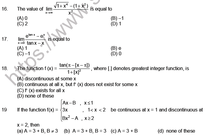 jee-mathematics-limits-continuity-and-differentiability-mcqs-set-a